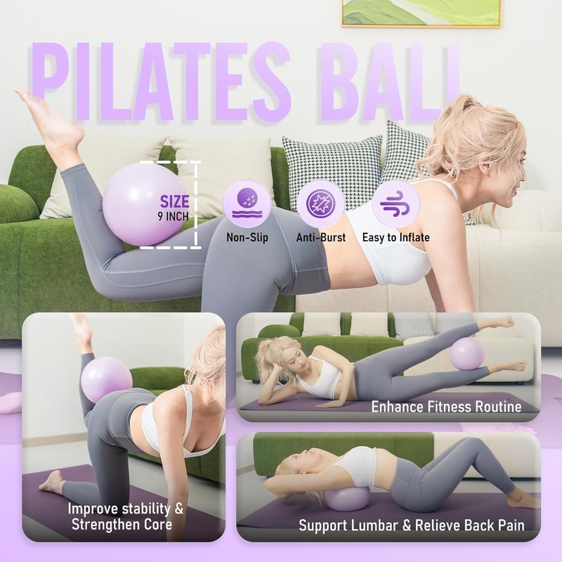 JKSHMYT Pilates Ring Kit for Women, Pilates Equipment – 14.5" Home Magic Circle Workout with Pilates Ball, Resistance Bands, Better me Pilates Essentials Starter Set for Beginners Toning Shape Full Body - Image 4